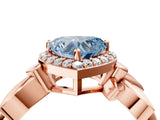 Rose gold Fancy Blue Heart  Halo Diamond Floral Band with Four-Prong Setting_59
