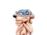 Rose gold Fancy Blue Heart  Halo Diamond Floral Band with Four-Prong Setting_60