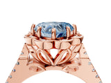 Rose gold Fancy Blue Heart  Halo Diamond Floral Split Shank Engagement Ring 5