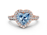 Rose gold Fancy Blue Heart  Halo Diamond Pavé Band Ring with Prong Setting_20