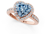 Rose gold Fancy Blue Heart  Halo Diamond Pavé Band Ring with Prong Setting_21