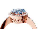 Rose gold Fancy Blue Heart  Halo Diamond Pavé Band Ring with Prong Setting_24