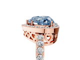 Rose gold Fancy Blue Heart  Halo Diamond Pavé Band Ring with Prong Setting_25