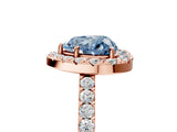 Rose gold Fancy Blue Heart  Halo Diamond Pavé Solitaire Ring_32