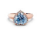 Rose gold Fancy Blue Heart  Halo Diamond Ring with Cathedral Band and Four-Prong Setting_48