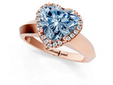 Rose gold Fancy Blue Heart  Halo Diamond Ring with Cathedral Band and Four-Prong Setting_49