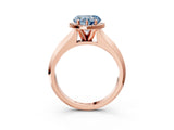 Rose gold Fancy Blue Heart  Halo Diamond Ring with Cathedral Band and Four-Prong Setting_51