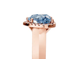 Rose gold Fancy Blue Heart  Halo Diamond Ring with Cathedral Band and Four-Prong Setting_53