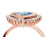 Rose gold Fancy Blue Heart  Halo Diamond Ring with Milgrain Edge and Round Prong Setting_51