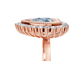 Rose gold Fancy Blue Heart  Halo Diamond Ring with Milgrain Edge and Round Prong Setting_52