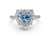 Rose gold Fancy Blue Heart  Halo Diamond Ring with Pavé Band and Prong Setting_20