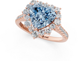 Rose gold Fancy Blue Heart  Halo Diamond Ring with Pavé Band and Prong Setting_21