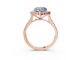 Rose gold Fancy Blue Heart  Halo Diamond Ring with Pavé Band and Prong Setting_23