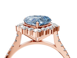 Rose gold Fancy Blue Heart  Halo Diamond Ring with Pavé Band and Prong Setting_24