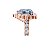 Rose gold Fancy Blue Heart  Halo Diamond Ring with Pavé Band and Prong Setting_25