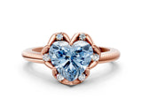 Rose gold Fancy Blue Heart  Halo Diamond Ring with Round Cluster Setting, Solitaire Band, and Four-Prong Setting_48