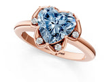 Rose gold Fancy Blue Heart  Halo Diamond Ring with Round Cluster Setting, Solitaire Band, and Four-Prong Setting_49