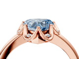 Rose gold Fancy Blue Heart  Halo Diamond Ring with Round Cluster Setting, Solitaire Band, and Four-Prong Setting_52