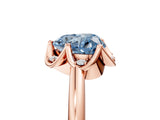 Rose gold Fancy Blue Heart  Halo Diamond Ring with Round Cluster Setting, Solitaire Band, and Four-Prong Setting_53