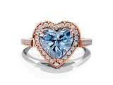 Rose gold Fancy Blue Heart  Halo Diamond Ring with Split Shank and Four-Prong Setting_76