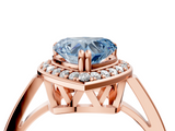 Rose gold Fancy Blue Heart  Halo Diamond Ring with Split Shank and Four-Prong Setting_80