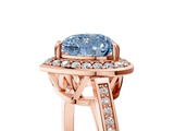 Rose gold Fancy Blue Heart  Halo Diamond Ring with Split Shank and Four-Prong Setting_81