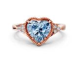 Rose gold Fancy Blue Heart  Halo Diamond Ring with Tapered Band and Four-Prong Setting_3