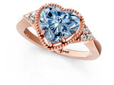 Rose gold Fancy Blue Heart  Halo Diamond Ring with Tapered Band and Four-Prong Setting_4