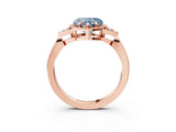 Rose gold Fancy Blue Heart  Halo Diamond Ring with Tapered Band and Four-Prong Setting_6