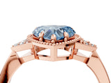 Rose gold Fancy Blue Heart  Halo Diamond Ring with Tapered Band and Four-Prong Setting_7