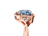 Rose gold Fancy Blue Heart  Halo Diamond Ring with Tapered Band and Four-Prong Setting_8