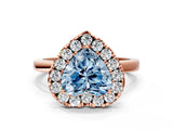 Rose gold Fancy Blue Heart  Halo Diamond Solitaire with Pavé Band and Four-Prong Setting_71