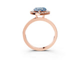 Rose gold Fancy Blue Heart  Halo Diamond Solitaire with Pavé Band and Four-Prong Setting_74