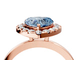 Rose gold Fancy Blue Heart  Halo Diamond Solitaire with Pavé Band and Four-Prong Setting_75