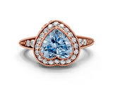 Rose gold Fancy Blue Heart  Halo Diamond Split Shank Ring with Milgrain Detail_49