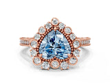Rose gold Fancy Blue Heart  Halo Milgrain Pave Diamond Ring with Four-Prong Setting 1