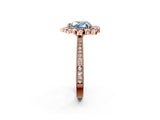 Rose gold Fancy Blue Heart  Halo Milgrain Pave Diamond Ring with Four-Prong Setting 3
