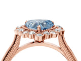 Rose gold Fancy Blue Heart  Halo Milgrain Pave Diamond Ring with Four-Prong Setting 5