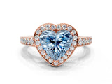 Rose gold Fancy Blue Heart  Halo Pavé Diamond Engagement Ring with Bezel Setting_37