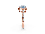 Rose gold Fancy Blue Heart  Halo Pavé Diamond Engagement Ring with Bezel Setting_39