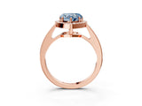 Rose gold Fancy Blue Heart  Halo Pavé Diamond Engagement Ring with Bezel Setting_40