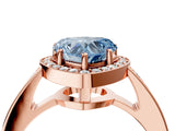 Rose gold Fancy Blue Heart  Halo Pavé Diamond Engagement Ring with Bezel Setting_41