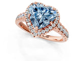 Rose gold Fancy Blue Heart  Halo Pavé Diamond Engagement Ring with Four-Prong Setting_27