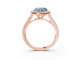 Rose gold Fancy Blue Heart  Halo Pavé Diamond Engagement Ring with Four-Prong Setting_6