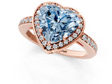 Rose gold Fancy Blue Heart  Halo Pave Band Solitaire Ring with Prong Setting_67