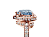 Rose gold Fancy Blue Heart  Halo Pave Band Solitaire Ring with Prong Setting_71