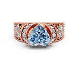 Rose gold Fancy Blue Heart  Halo Pave Diamond Engagement Ring with Milgrain Detailing_75