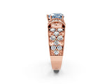 Rose gold Fancy Blue Heart  Halo Pave Diamond Engagement Ring with Milgrain Detailing_77