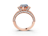 Rose gold Fancy Blue Heart  Halo Pave Diamond Engagement Ring with Milgrain Detailing_78