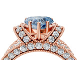 Rose gold Fancy Blue Heart  Halo Pave Diamond Engagement Ring with Milgrain Detailing_79